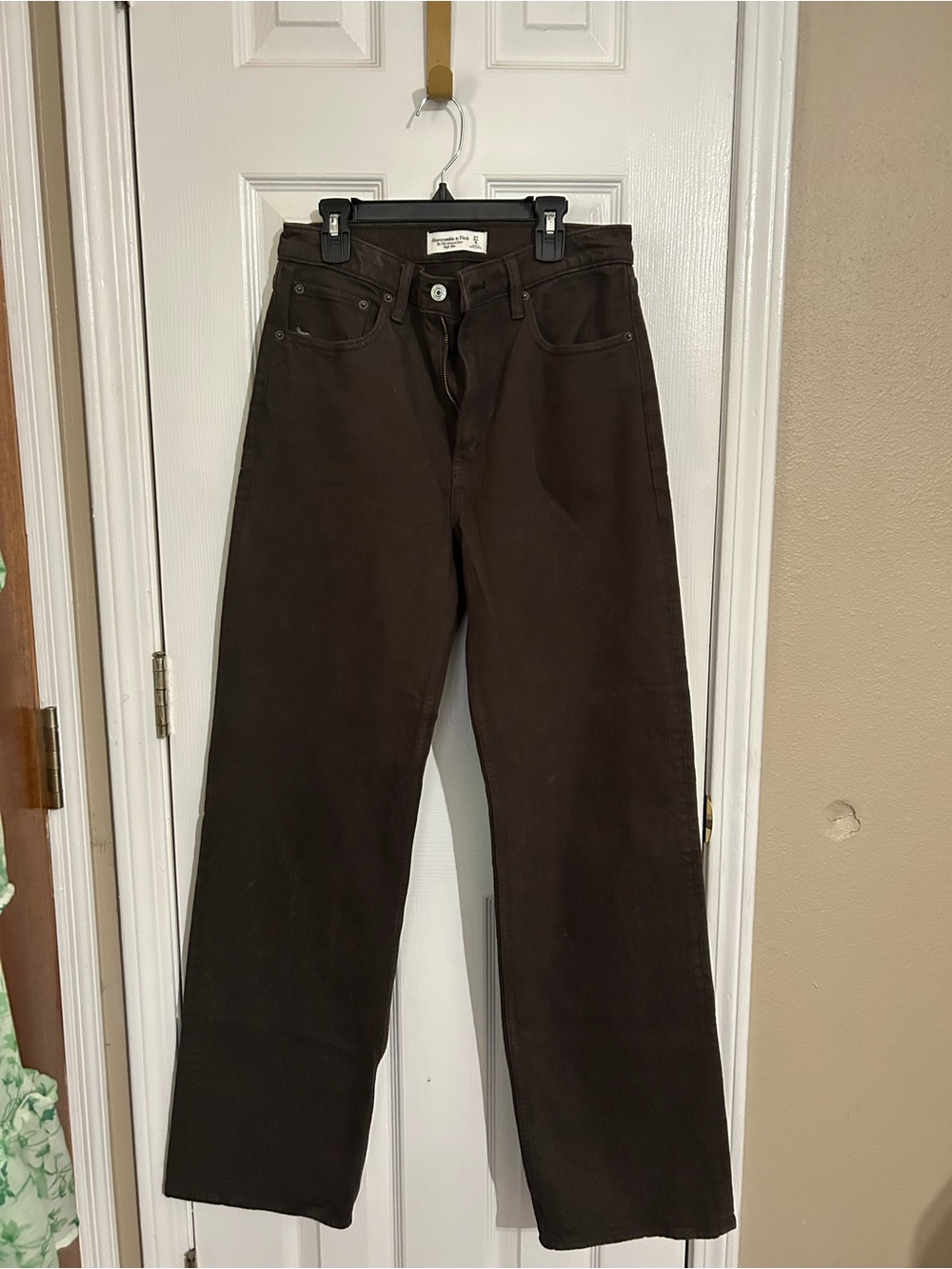 Abercrombie & Fitch Dark Brown High-Rise Straight Jeans